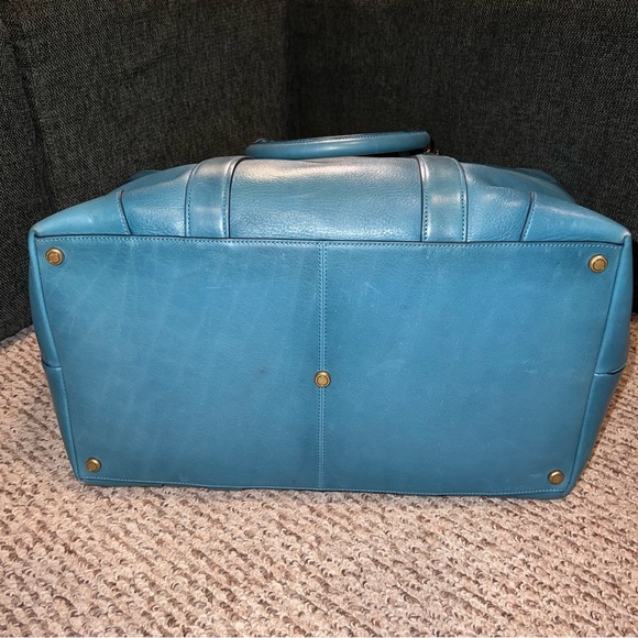 COACH BLEEKER TEAL BLUE LEATHER LARGE WEEKENDER TOTE BAG EUC - Picture 5 of 8
